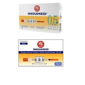 Pic Siringa Per Insulina 0,5ml 30g 8mm 30 Pezzi.