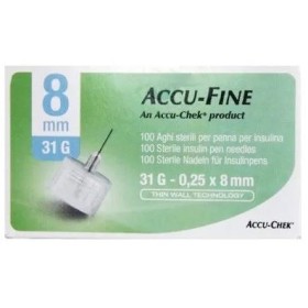 Accu-Fine Aghi Penna Per Insulina 8mm 31G 100 Pezzi