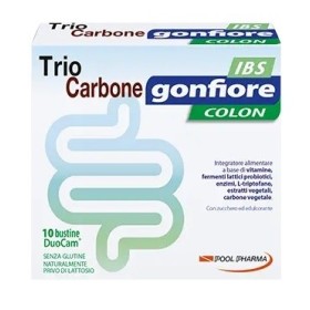 Trio Carbone Gonfiore Colon Ibs Integratore di Fermenti Lattici 10 Bustine