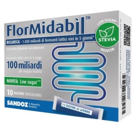 FlorMidabil Ricarica Con Stevia Integratore Con 100 Miliardi di Fermenti Lattici Vivi 10 Bustine Sti